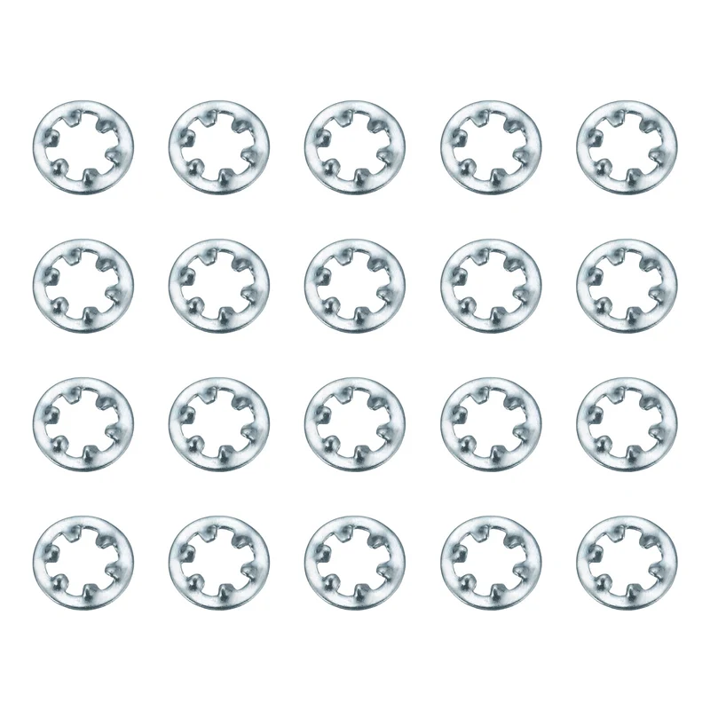 100Pcs 6# Zinc-Plated Carbon Steel Internal Tooth Lock Washer