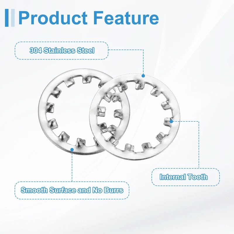 10Pcs 3/4" 304 Stainless Steel Internal Tooth Lock Washer