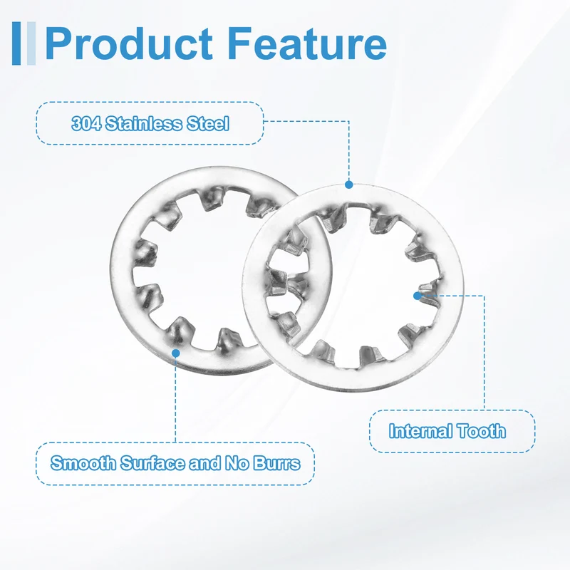 20Pcs 1/2" 304 Stainless Steel Internal Tooth Lock Washer