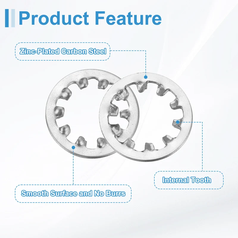 40Pcs 3/8" 304 Stainless Steel Internal Tooth Lock Washer