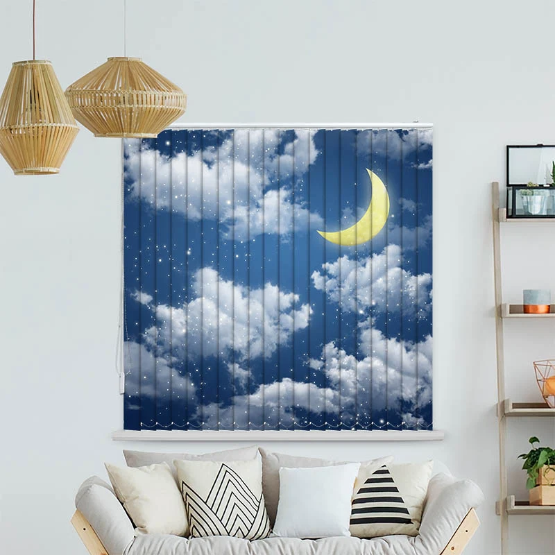 Lamellenvorhang Motiv "Halbmond Himmel Nacht"