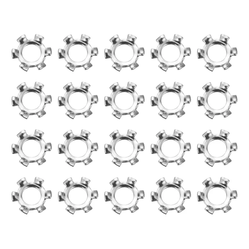50Pcs 6# 304 Stainless Steel External Tooth Lock Washer
