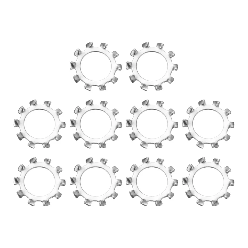10Pcs 1/2" 304 Stainless Steel External Tooth Lock Washer