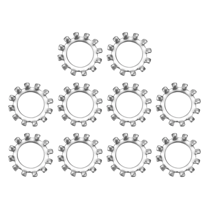 10Pcs 7/16" 304 Stainless Steel External Tooth Lock Washer