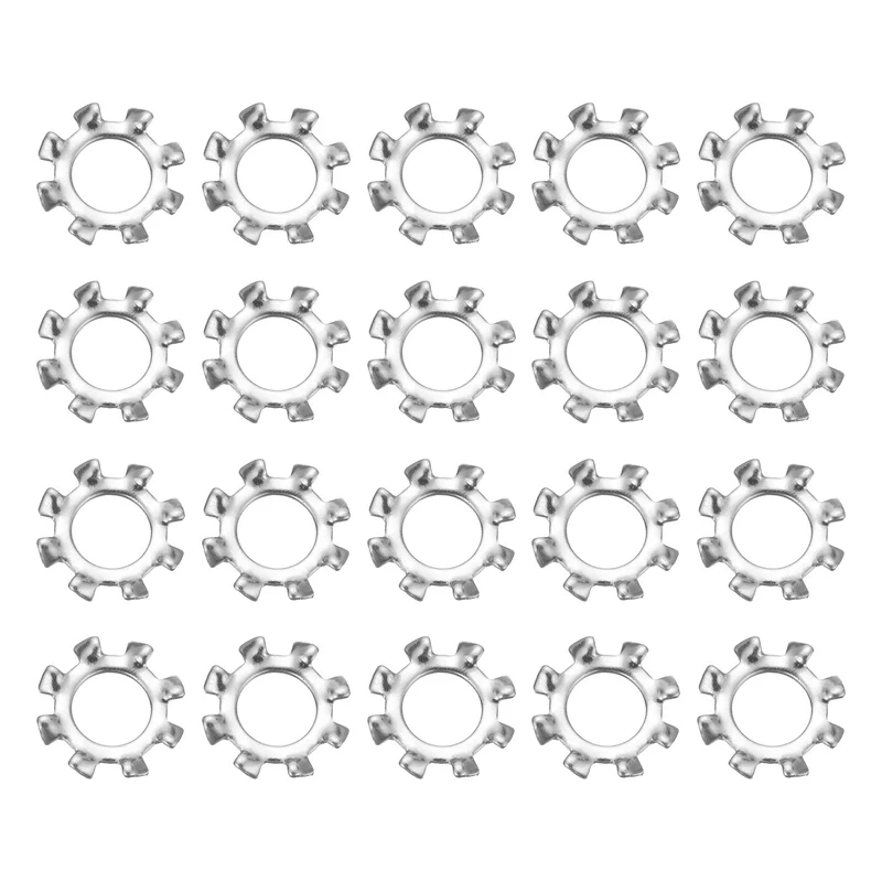 100Pcs 1/4" 304 Stainless Steel External Tooth Lock Washer