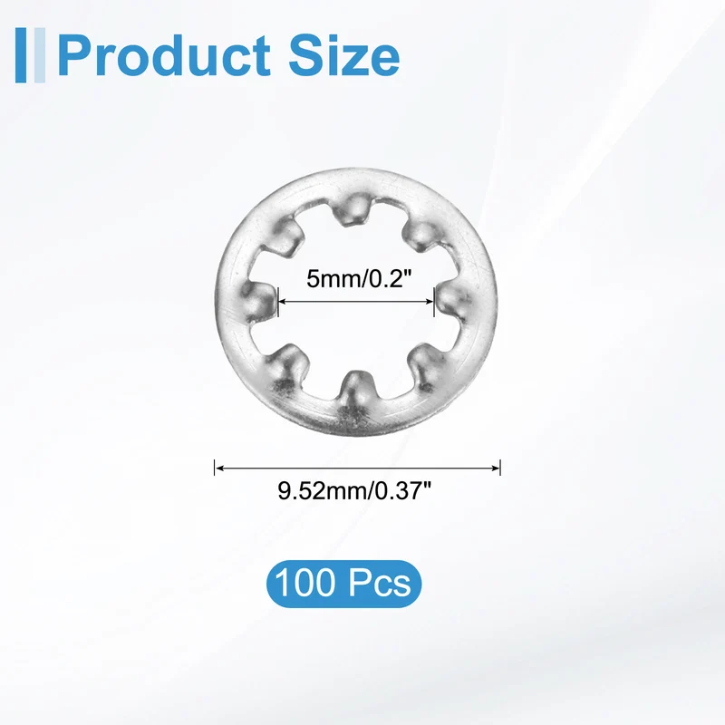 100Pcs 10# 304 Stainless Steel Internal Tooth Lock Washer
