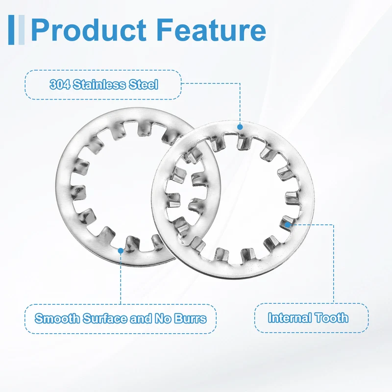 5Pcs 1" 304 Stainless Steel Internal Tooth Lock Washer
