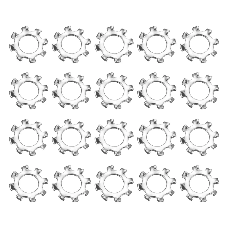 100Pcs 8# 304 Stainless Steel External Tooth Lock Washer