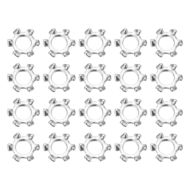 100Pcs 4# 304 Stainless Steel External Tooth Lock Washer