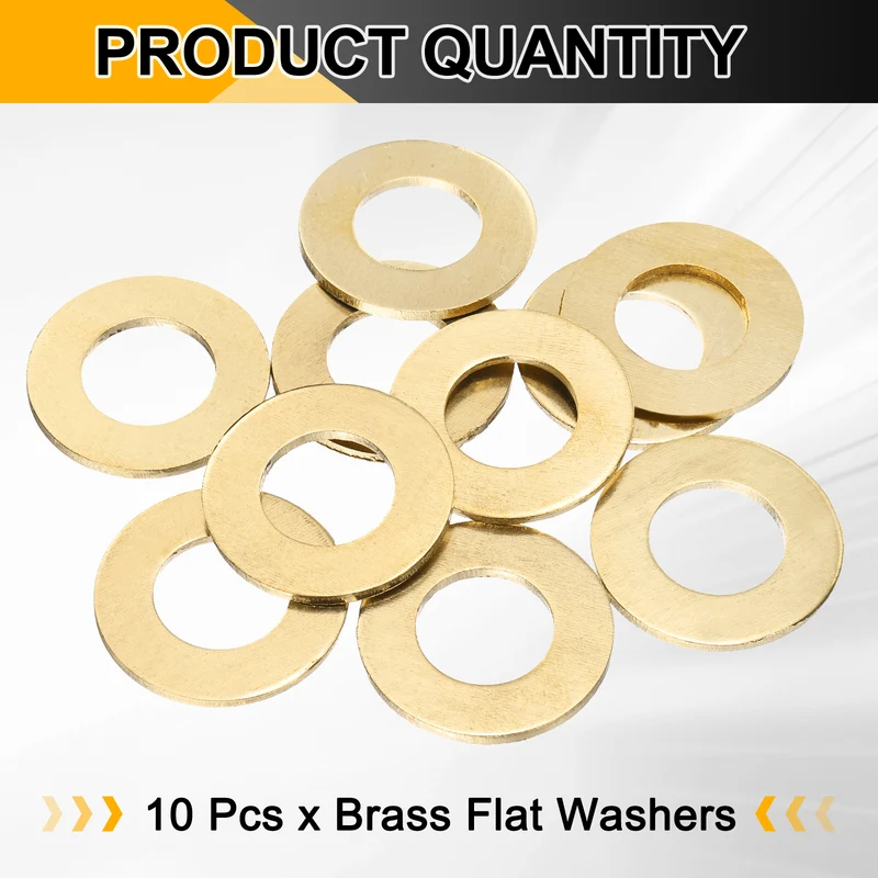 10Pcs M18 Flat Washer, 34mmx18mmx2.5mm Brass Sealing Washers for Screws Bolt