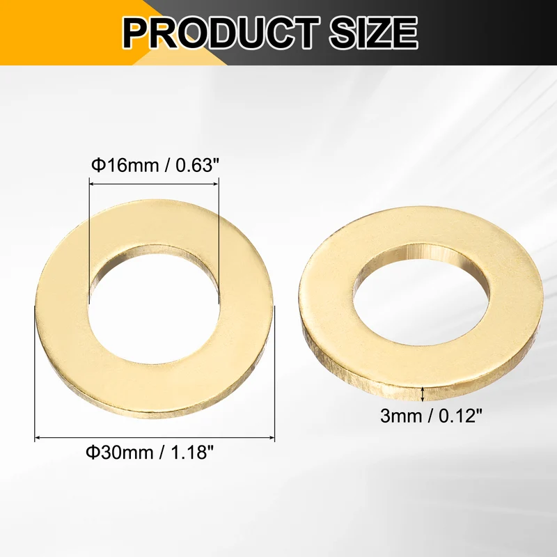 10Pcs M16 Flat Washer, 30mmx16mmx3mm Brass Sealing Washers for Screws Bolt