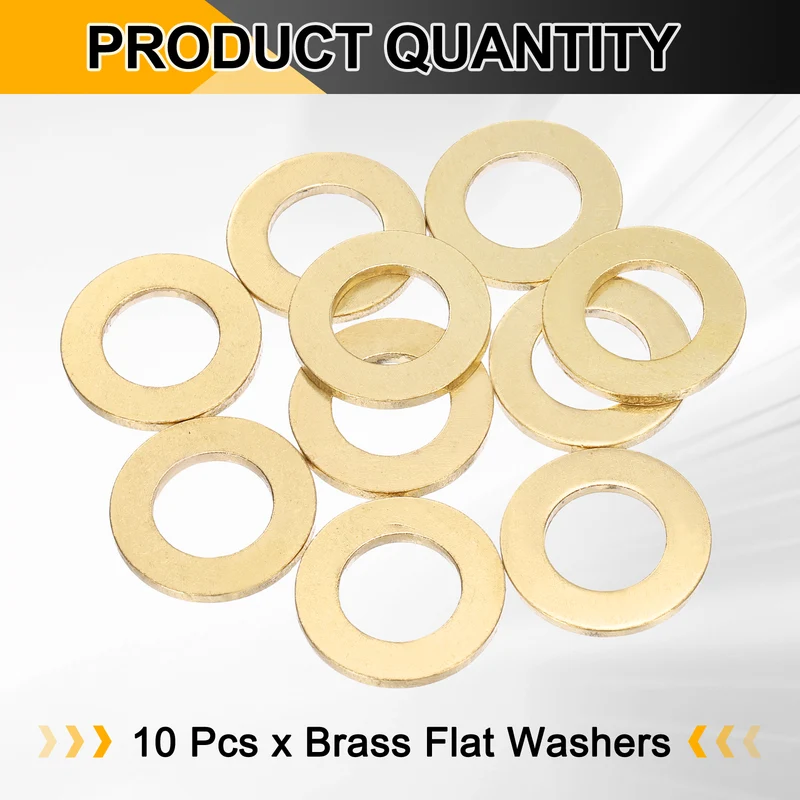 10Pcs M16 Flat Washer, 30mmx16mmx2.5mm Brass Sealing Washers for Screws Bolt