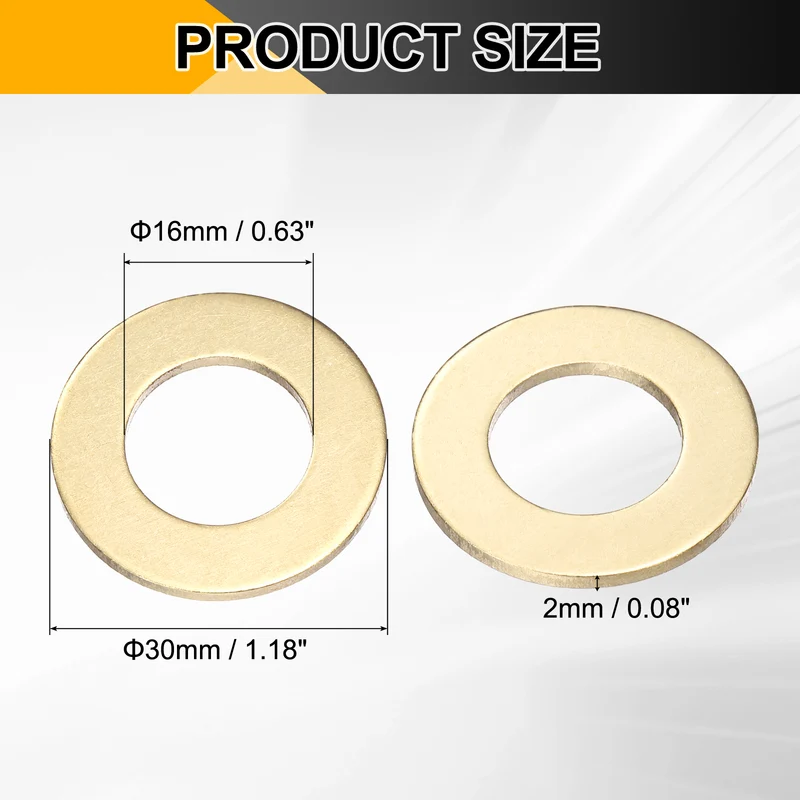 10Pcs M16 Flat Washer 30x16x2mm Brass Sealing Washers for Screws Bolt]