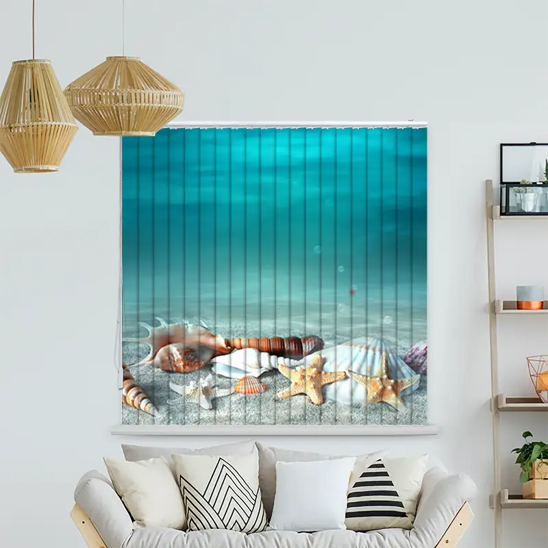 Lamellenvorhang Motiv "Muschel und Seestern am Strand"
