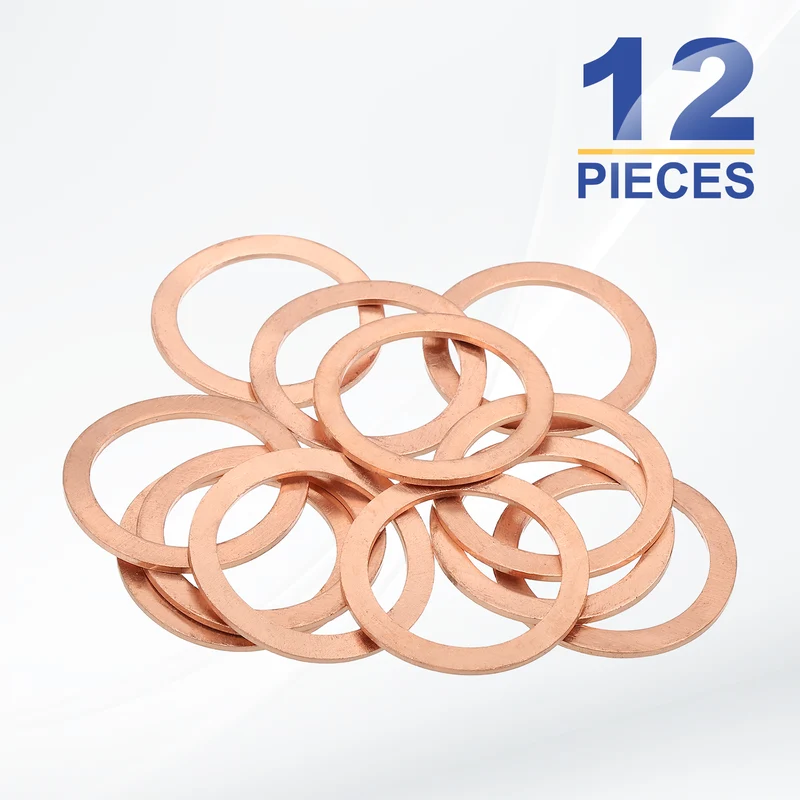 M27x35x1.5mm Flat Washers, 12PCS Copper Automotive Drain Plug Gaskets, Purple