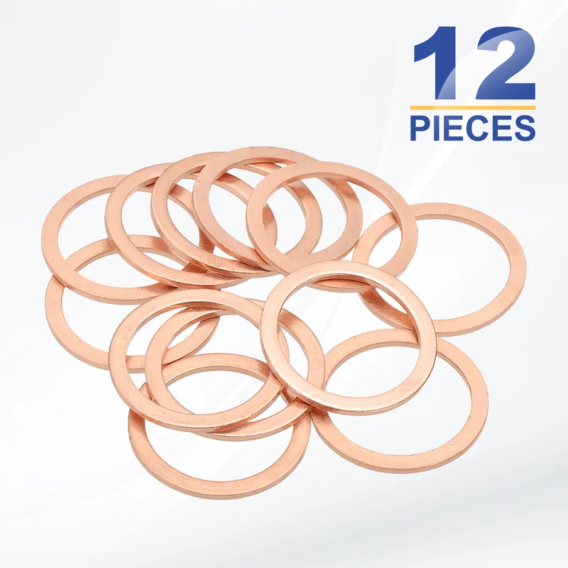 M24x30x1.5mm Flat Washers, 12PCS Copper Automotive Drain Plug Gaskets, Purple