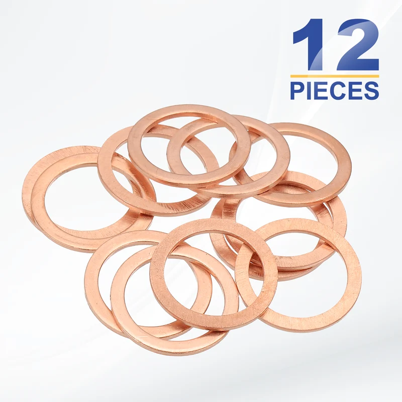 M20x26x1.5mm Flat Washers, 12PCS Copper Automotive Drain Plug Gaskets, Purple