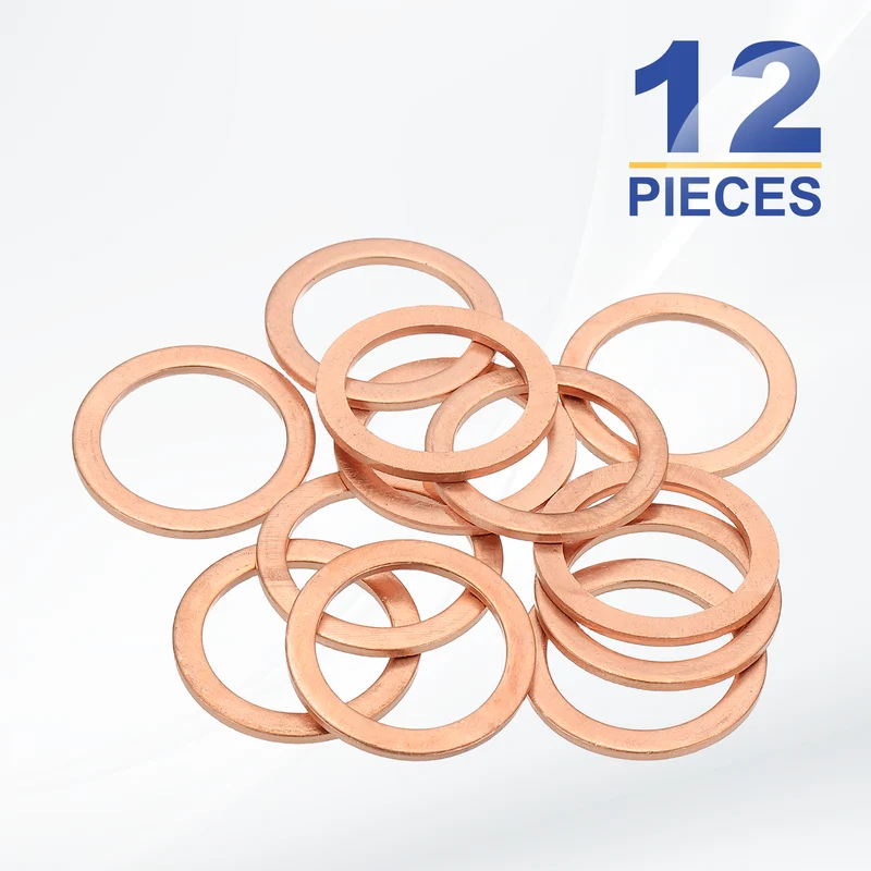 M18x24x1.5mm Flat Washers, 12PCS Copper Automotive Drain Plug Gaskets, Purple
