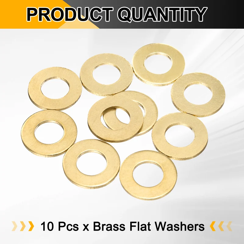 10Pcs M14 Flat Washer, 28mmx14mmx2mm Brass Sealing Washers for Screws Bolt