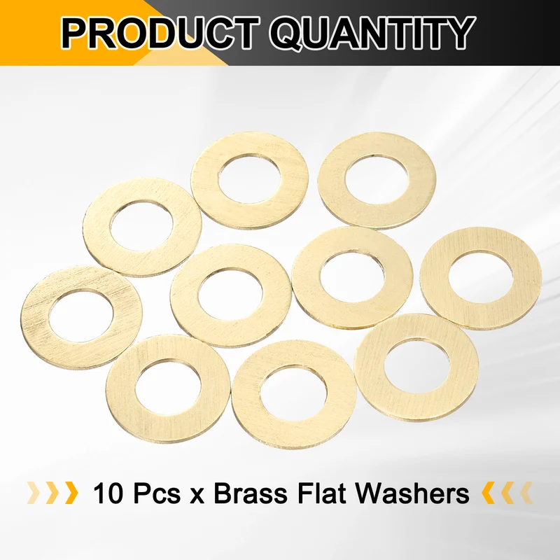 10Pcs M12 Flat Washer, 24mmx12mmx1.2mm Brass Sealing Washers for Screws Bolt