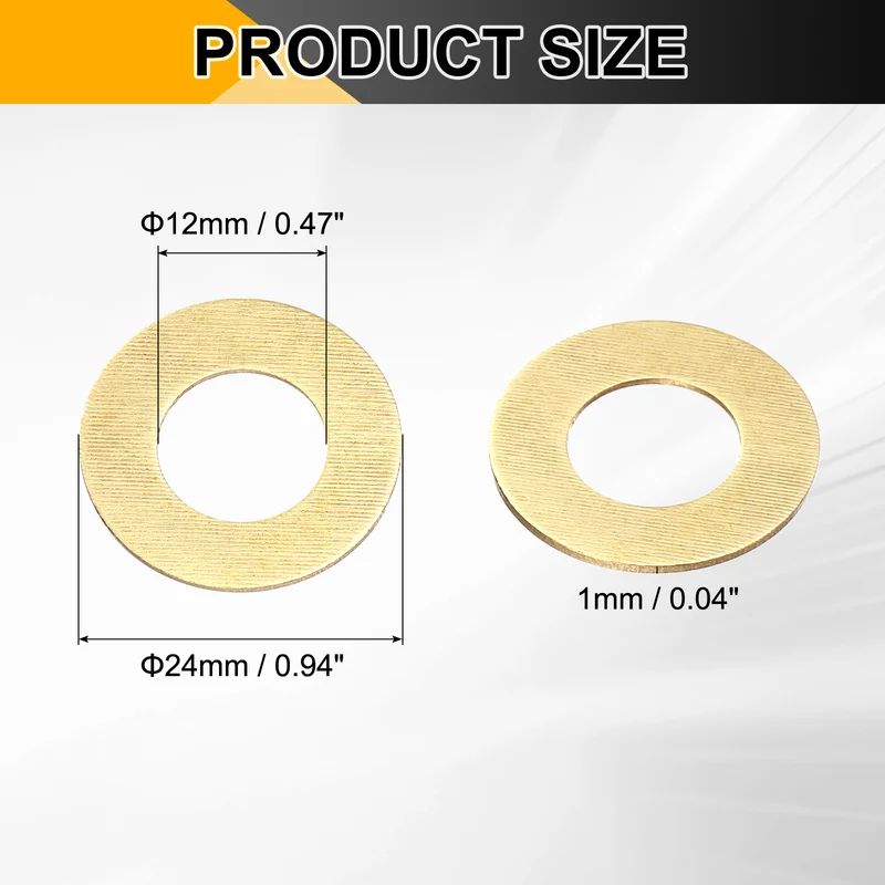 10Pcs M12 Flat Washer 24mmx12mmx1mm Brass Sealing Washers for Screws Bolt