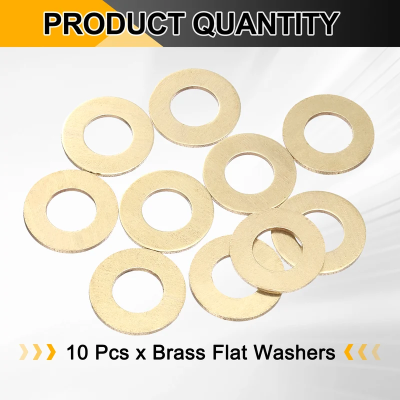 10Pcs M12 Flat Washer, 24mmx12mmx1.5mm Brass Sealing Washers for Screws Bolt