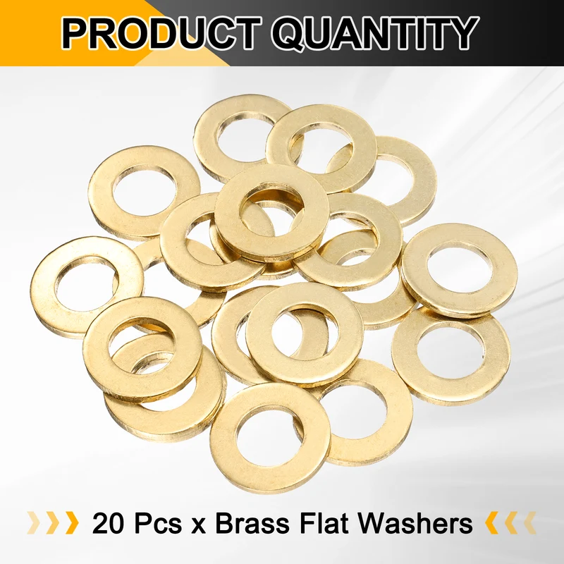 20Pcs M16 Flat Washer, 30mmx16mmx3mm Brass Sealing Washers for Screws Bolt