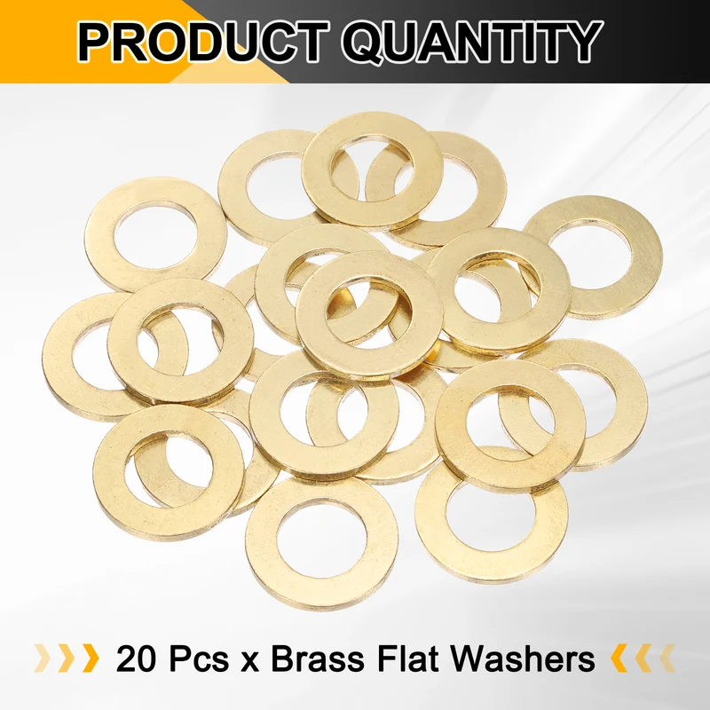 20Pcs M16 Flat Washer, 30mmx16mmx2.5mm Brass Sealing Washers for Screws Bolt