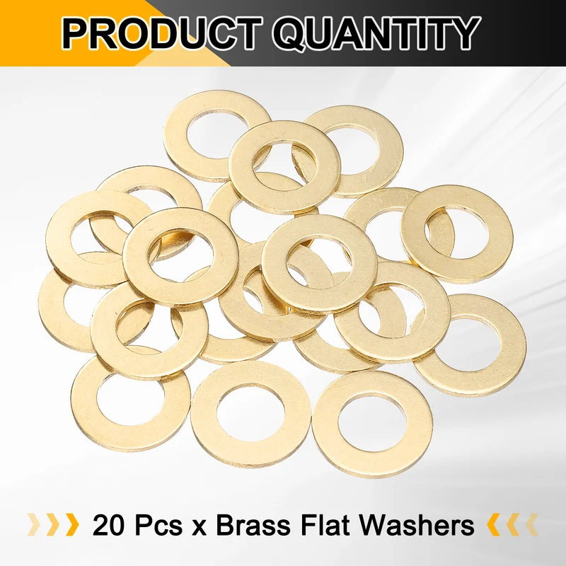20Pcs M16 Flat Washer, 30mmx16mmx2mm Brass Sealing Washers for Screws Bolt