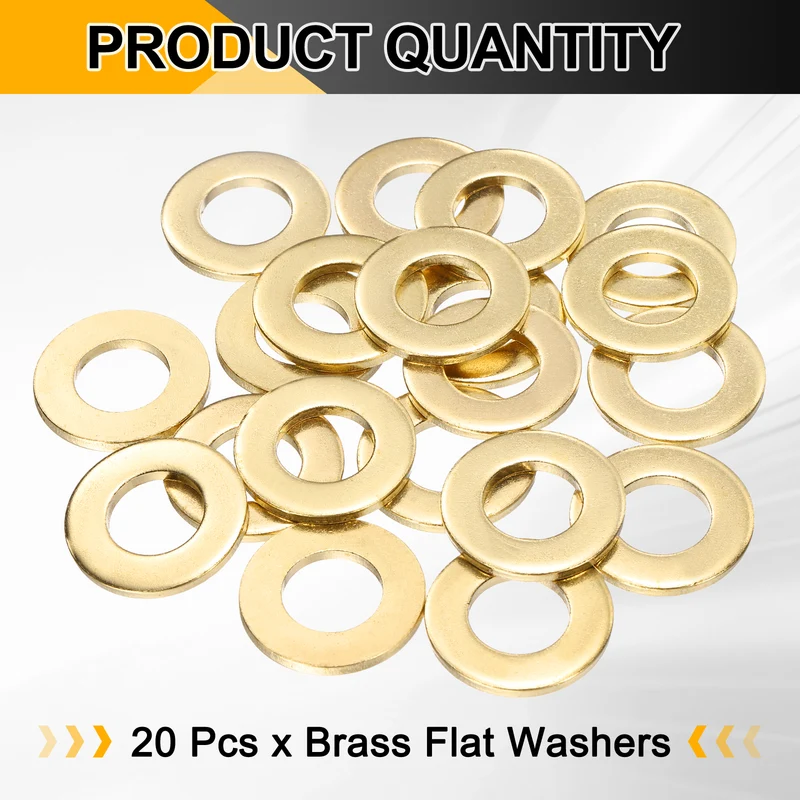 20Pcs M14 Flat Washer, 28mmx14mmx2.5mm Brass Sealing Washers for Screws Bolt