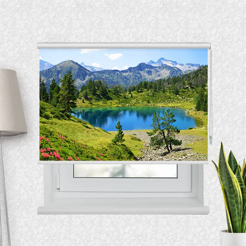 Motivrollo 'Berglandschaft mit See' | Bis B 430 x H 440 cm