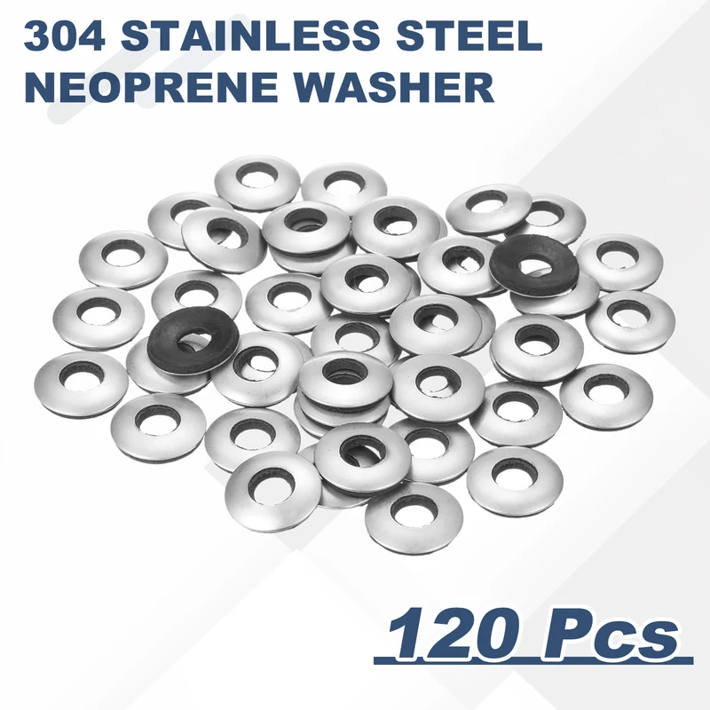 120Pcs Neoprene Washer, 5/16"x3/4" Stainless Steel EPDM Bonded Sealing Gasket
