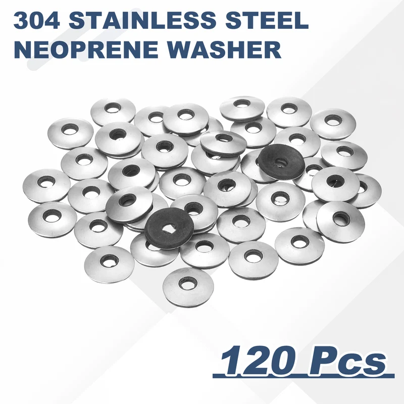 120Pcs Neoprene Washer, 1/4"x3/4" Stainless Steel EPDM Bonded Sealing Gasket