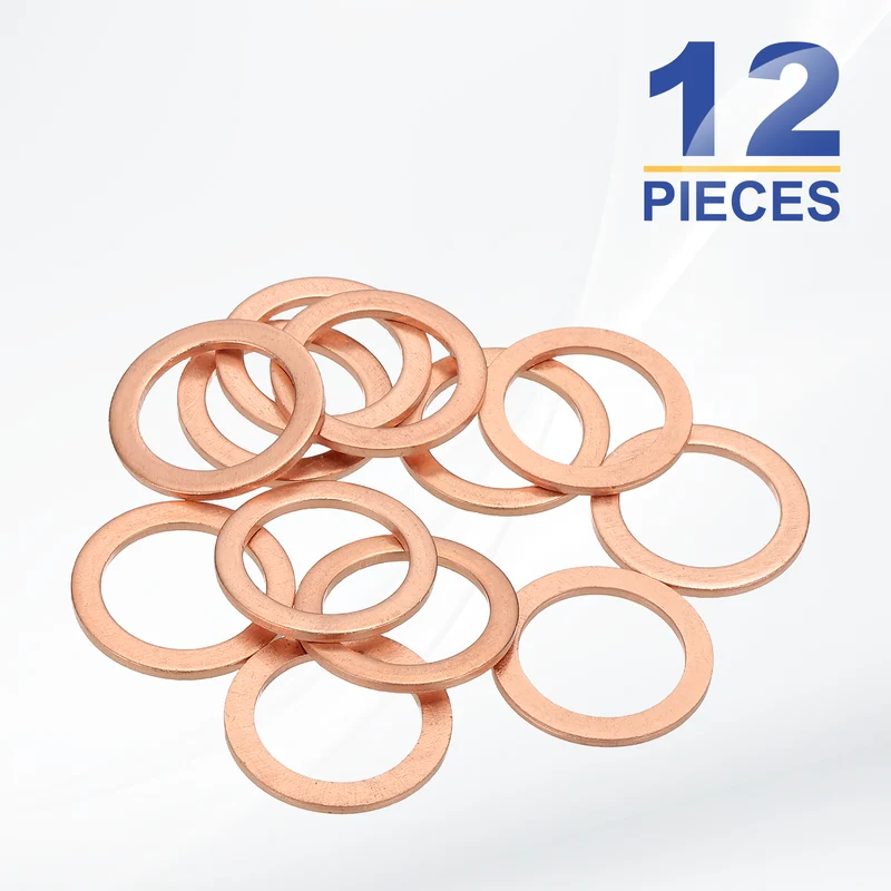 M16x22x1.5mm Flat Washers, 12PCS Copper Automotive Drain Plug Gaskets, Purple