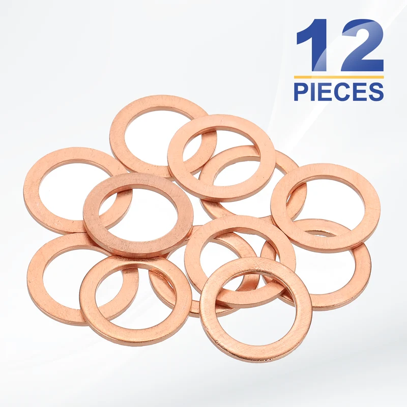 M14x20x1.5mm Flat Washers, 12PCS Copper Automotive Drain Plug Gaskets, Purple