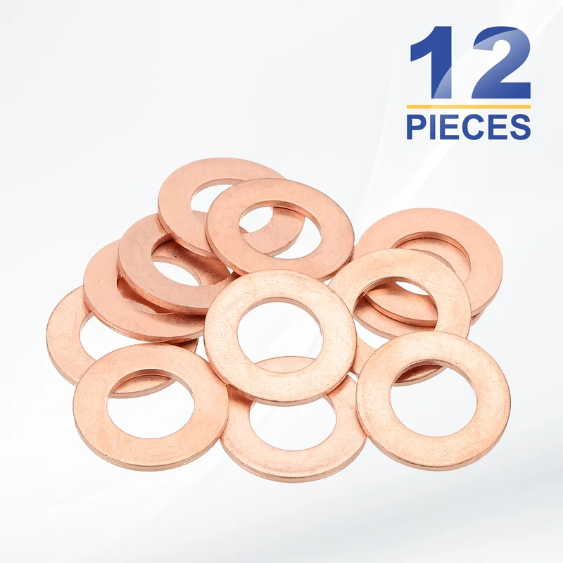 M12x22x1.5mm Flat Washers, 12PCS Copper Automotive Drain Plug Gaskets, Purple