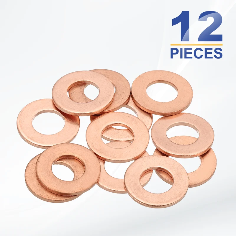 M10x20x1.5mm Flat Washers, 12PCS Copper Automotive Drain Plug Gaskets, Purple