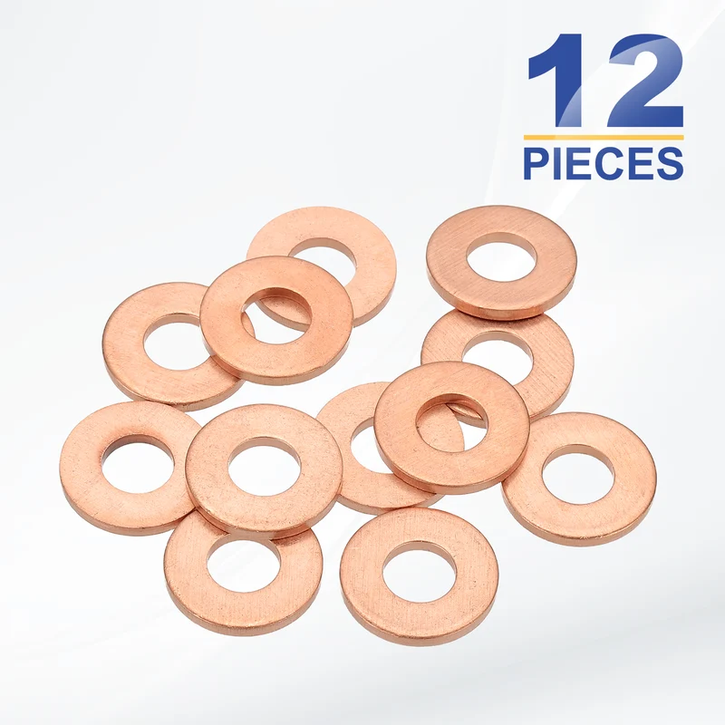 M8x18x2mm Flat Washers, 12PCS Copper Automotive Drain Plug Gaskets, Purple