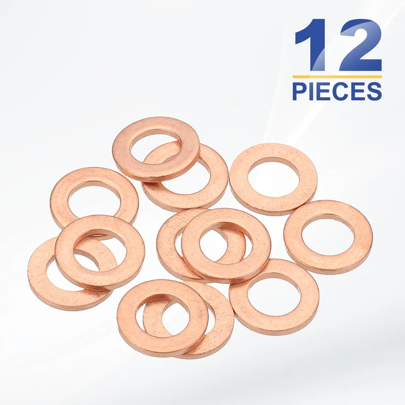 M8x14x1.5mm Flat Washers, 12PCS Copper Automotive Drain Plug Gaskets, Purple