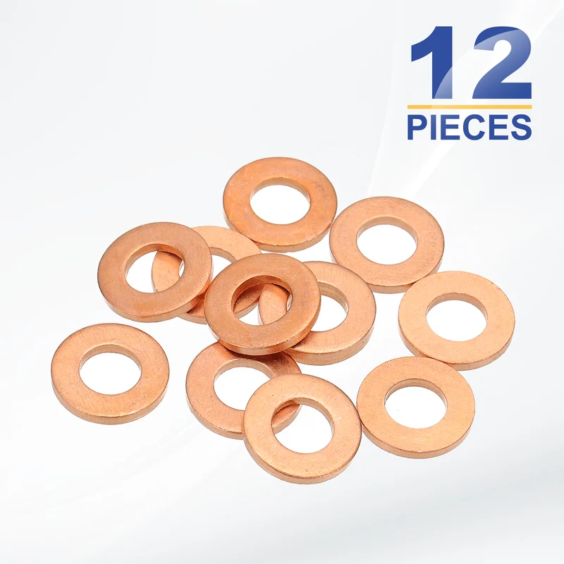 M6x12x1.5mm Flat Washers, 12PCS Copper Automotive Drain Plug Gaskets, Purple