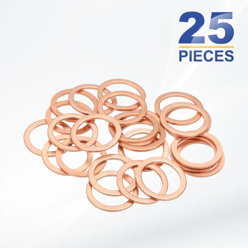 M20x26x1.5mm Flat Washers, 25PCS Copper Automotive Drain Plug Gaskets, Purple
