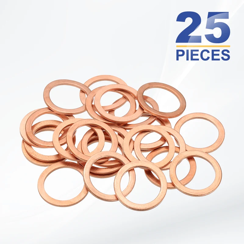 M18x24x1.5mm Flat Washers, 25PCS Copper Automotive Drain Plug Gaskets, Purple