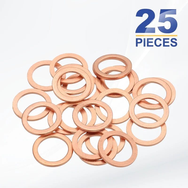 M16x22x1.5mm Flat Washers, 25PCS Copper Automotive Drain Plug Gaskets, Purple