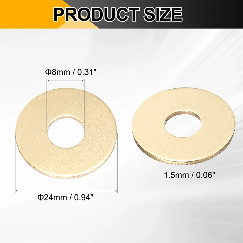 20Pcs M8 Flat Washer 24mmx8mmx1.5mm Brass Sealing Washers for Screws Bolt