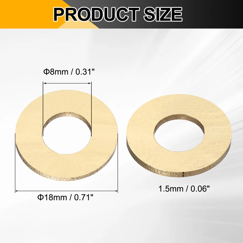 20Pcs M8 Flat Washer, 18mmx8mmx1.5mm Brass Sealing Washers for Screws Bolt