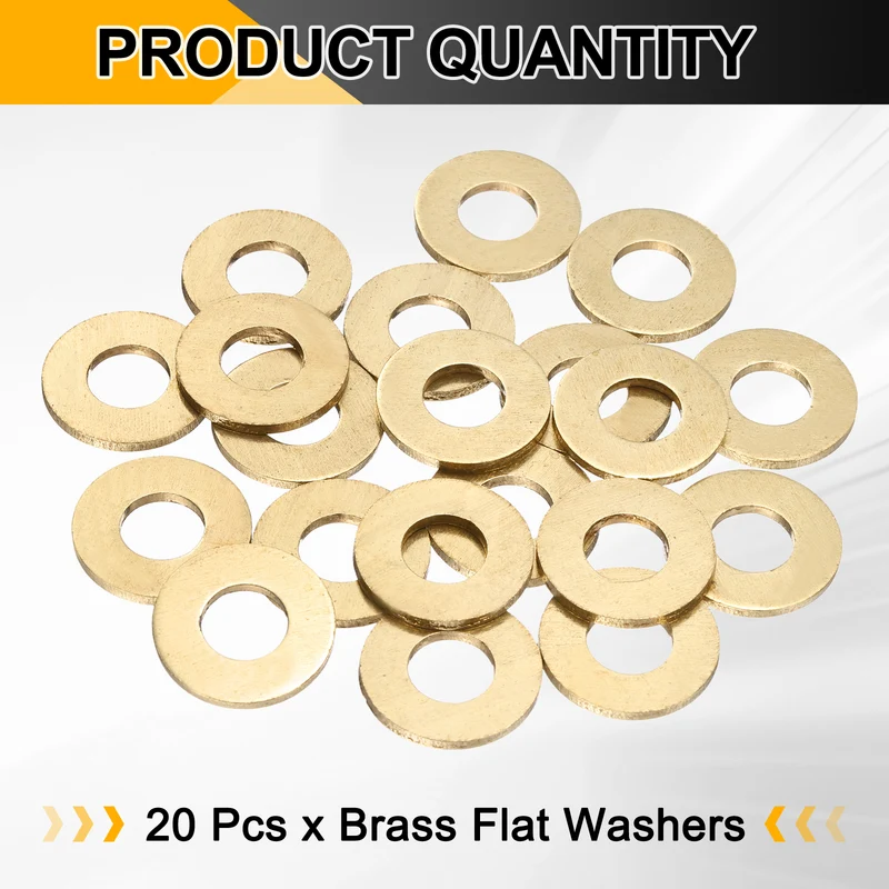 20Pcs M8 Flat Washer, 18mmx8mmx1.5mm Brass Sealing Washers for Screws Bolt