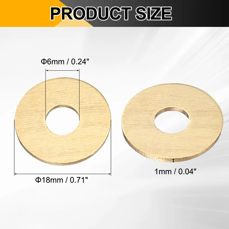 20Pcs M6 Flat Washer, 18mmx6mmx1mm Brass Sealing Washers for Screws Bolt