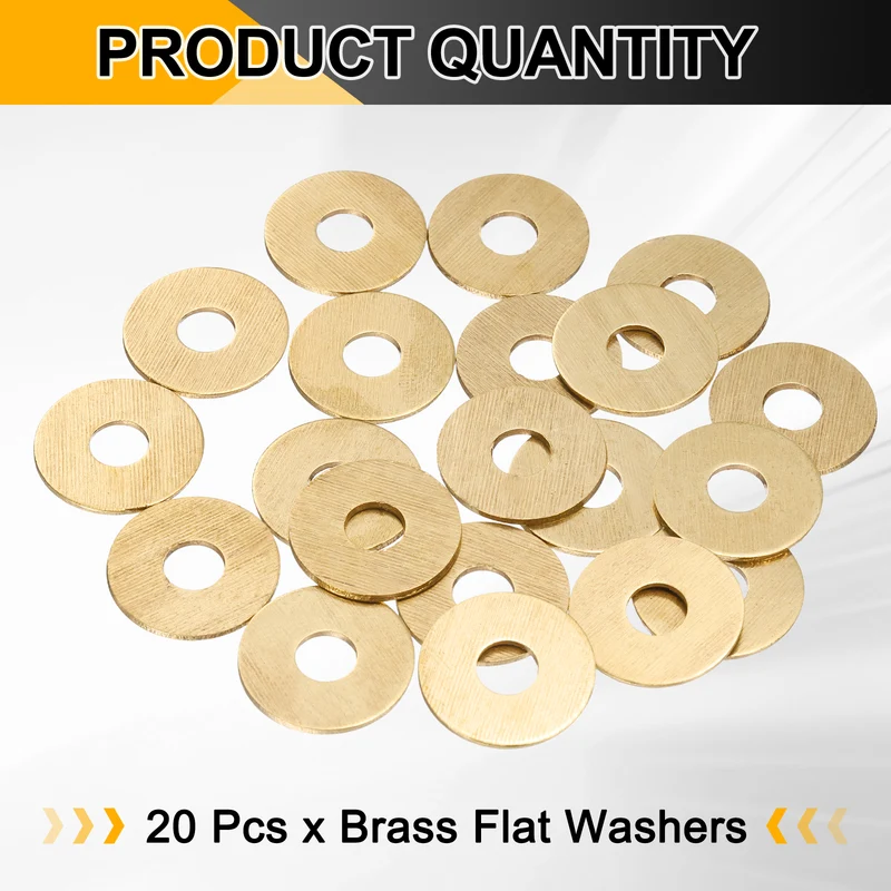 20Pcs M6 Flat Washer, 18mmx6mmx1mm Brass Sealing Washers for Screws Bolt