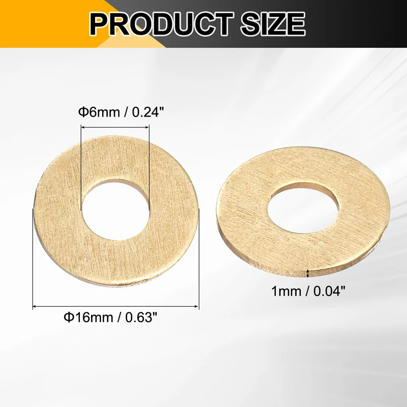 20Pcs M6 Flat Washer, 16mmx6mmx1mm Brass Sealing Washers for Screws Bolt