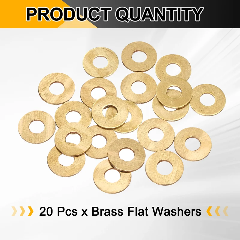 20Pcs M6 Flat Washer, 16mmx6mmx1mm Brass Sealing Washers for Screws Bolt